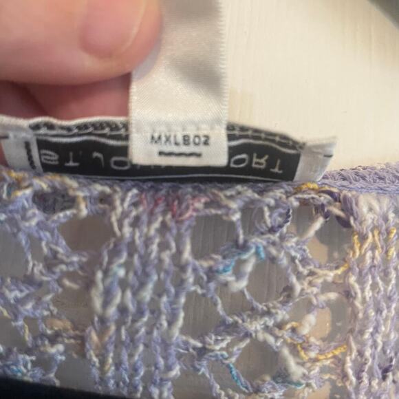 ST JOHN SPORT Multi-Season Blue Multi Open Knit Pullover Sweater PETITE - Picture 15 of 15